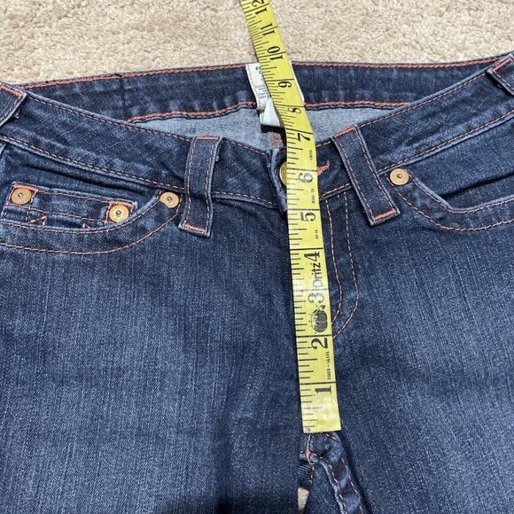 TRUE RELIGION SKINNY Jeans Womens 27 Dark Wash Blue Low Rise Embroidered Pockets - Picture 11 of 13